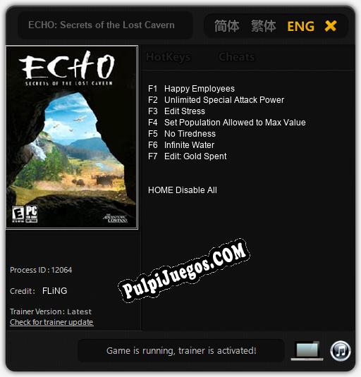 ECHO: Secrets of the Lost Cavern: Cheats, Trainer +7 [FLiNG]