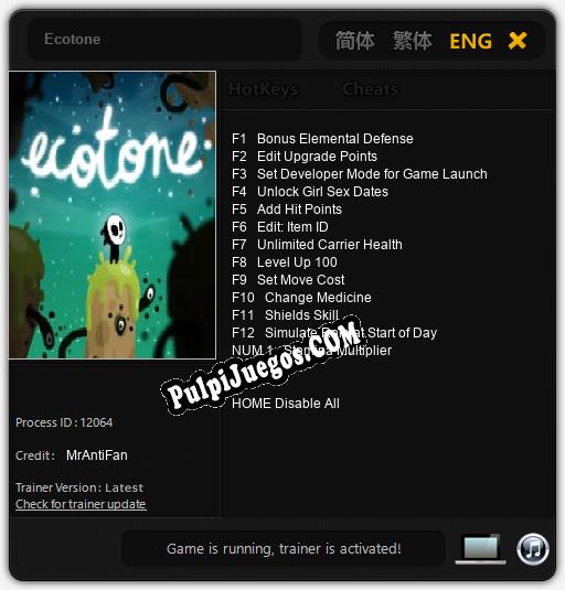 Ecotone: Trainer +13 [v1.9]