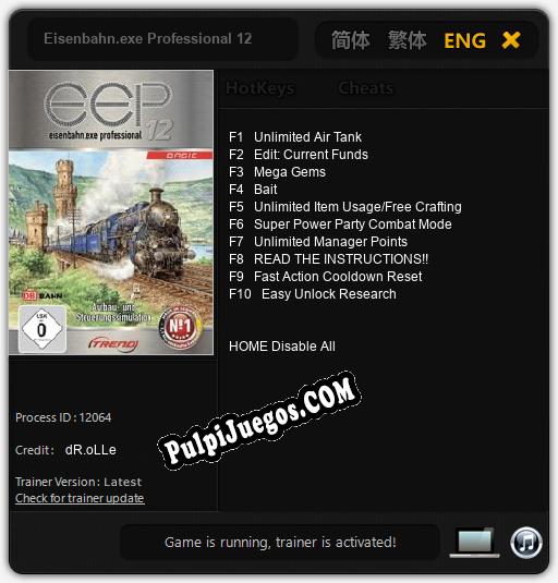 Eisenbahn.exe Professional 12: Trainer +10 [v1.1]