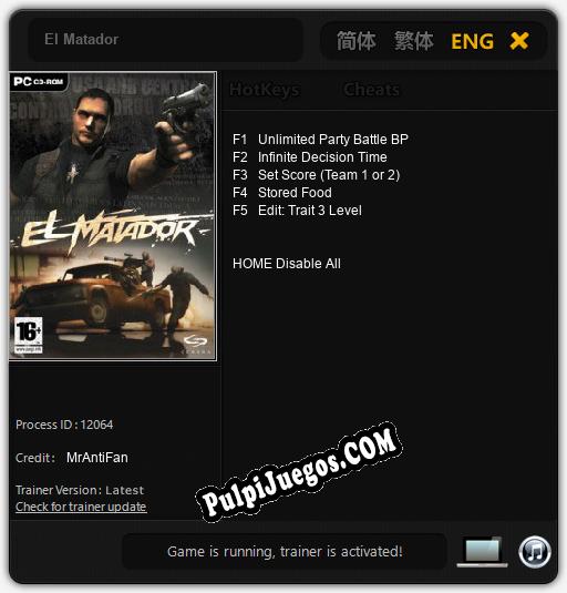 El Matador: Cheats, Trainer +5 [MrAntiFan]