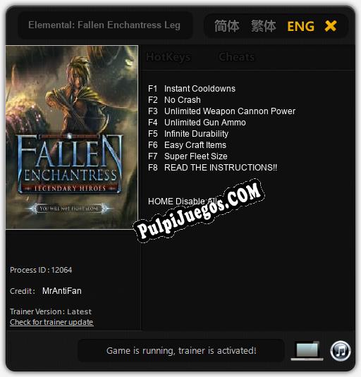 Elemental: Fallen Enchantress Legendary Heroes: Treinador (V1.0.19)