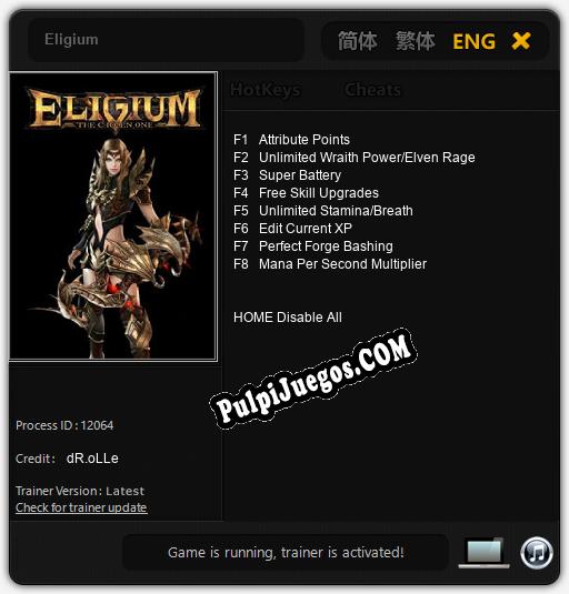 Eligium: Trainer +8 [v1.8]