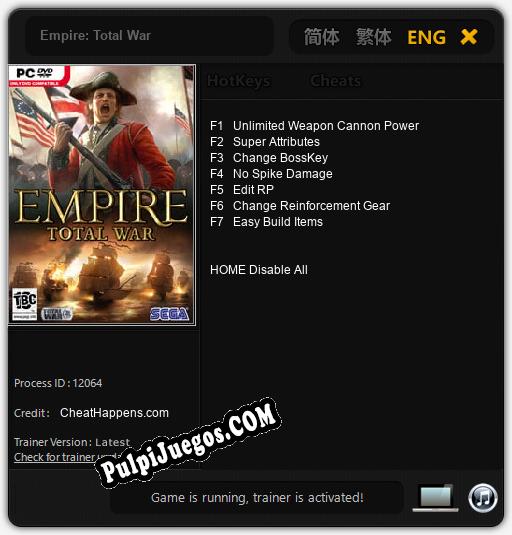 Empire: Total War: Trainer +7 [v1.2]