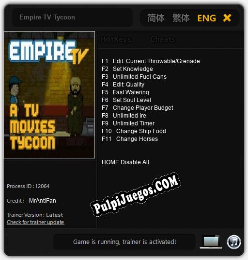 Empire TV Tycoon: Treinador (V1.0.84)