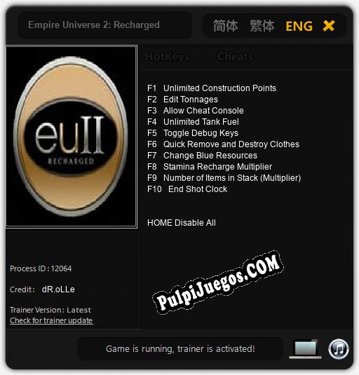 Empire Universe 2: Recharged: Cheats, Trainer +10 [dR.oLLe]