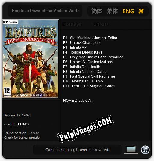 Empires: Dawn of the Modern World: Treinador (V1.0.77)