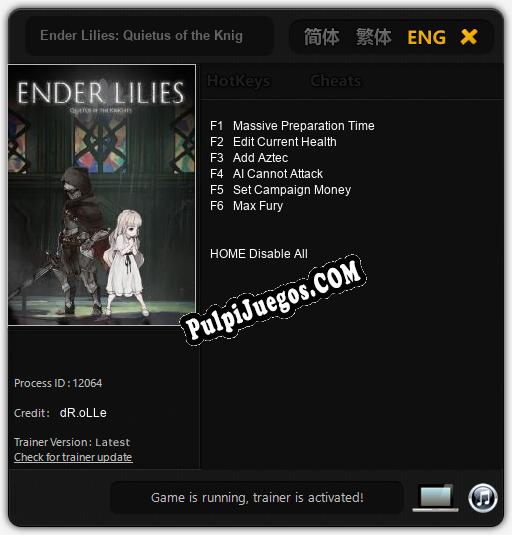 Entrenador liberado a Ender Lilies: Quietus of the Knights [v1.0.9]