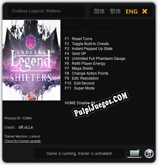 Endless Legend: Shifters: Treinador (V1.0.78)