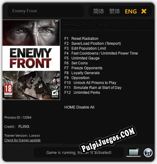 Enemy Front: Cheats, Trainer +12 [FLiNG]