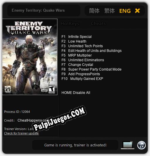 Enemy Territory: Quake Wars: Trainer +10 [v1.6]