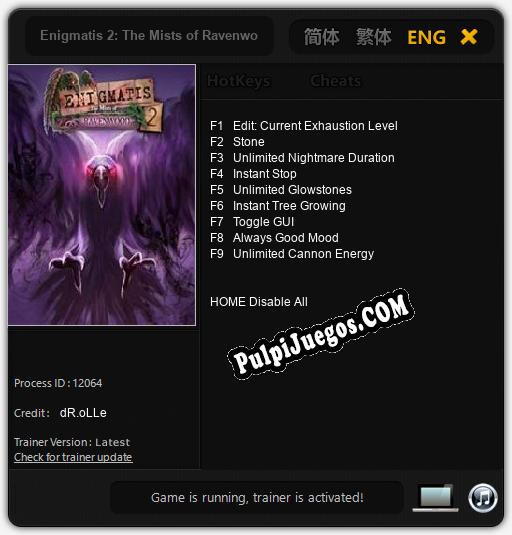 Enigmatis 2: The Mists of Ravenwood: Trainer +9 [v1.5]