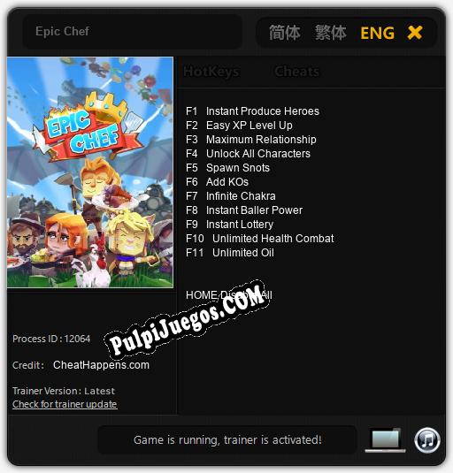 Epic Chef: Trainer +11 [v1.7]