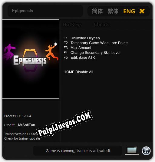 Epigenesis: Cheats, Trainer +5 [MrAntiFan]