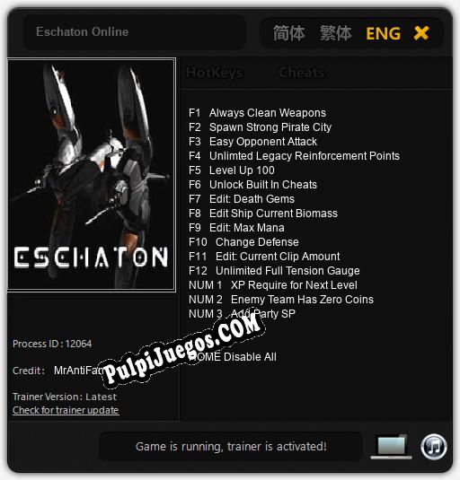 Eschaton Online: Treinador (V1.0.64)