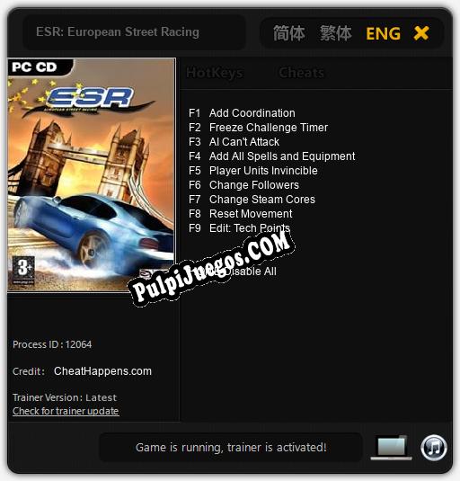 ESR: European Street Racing: Cheats, Trainer +9 [CheatHappens.com]