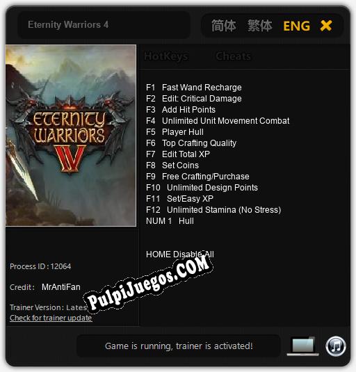 Eternity Warriors 4: Treinador (V1.0.76)