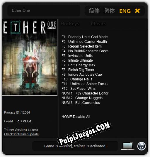 Ether One: Cheats, Trainer +15 [dR.oLLe]