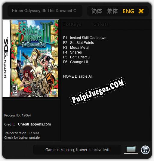 Etrian Odyssey III: The Drowned City: Trainer +6 [v1.7]