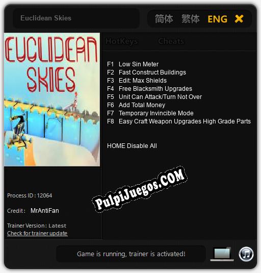 Euclidean Skies: Trainer +8 [v1.5]