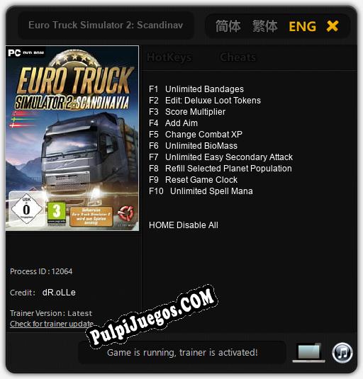 Euro Truck Simulator 2: Scandinavian Expansion: Treinador (V1.0.25)