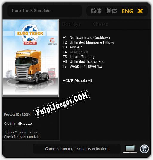 Entrenador liberado a Euro Truck Simulator [v1.0.4]