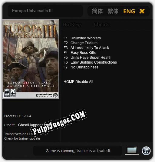 Europa Universalis III: Cheats, Trainer +7 [CheatHappens.com]