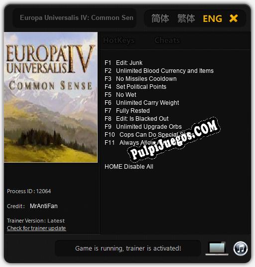 Entrenador liberado a Europa Universalis IV: Common Sense [v1.0.5]