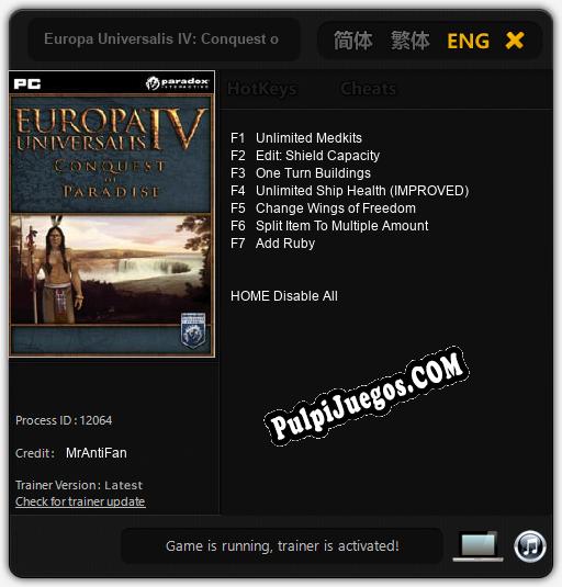 Europa Universalis IV: Conquest of Paradise: Trainer +7 [v1.6]