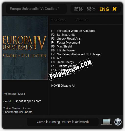 Europa Universalis IV: Cradle of Civilization: Treinador (V1.0.50)