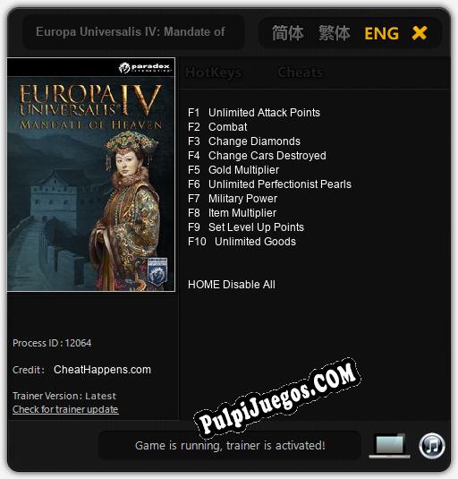 Europa Universalis IV: Mandate of Heaven: Treinador (V1.0.69)