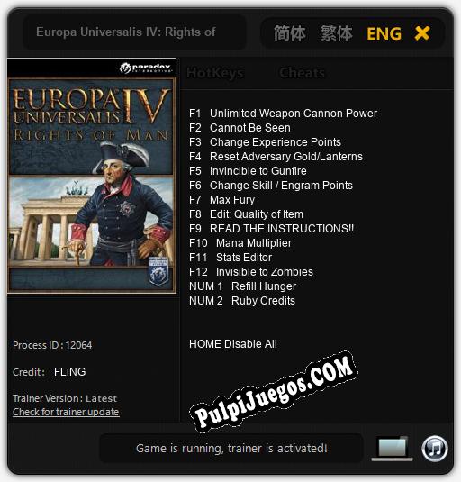 Europa Universalis IV: Rights of Man: Trainer +14 [v1.9]