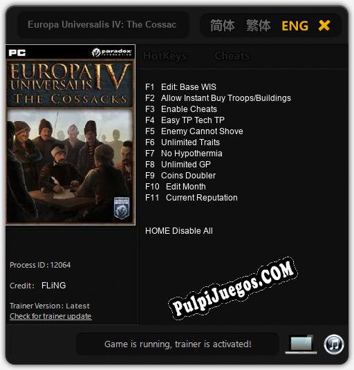 Entrenador liberado a Europa Universalis IV: The Cossacks [v1.0.2]