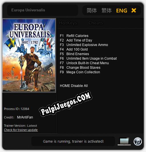 Europa Universalis: Trainer +9 [v1.4]