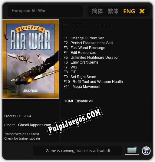 Entrenador liberado a European Air War [v1.0.5]