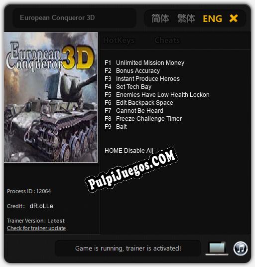 European Conqueror 3D: Trainer +9 [v1.2]