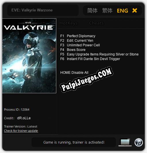 EVE: Valkyrie Warzone: Trainer +6 [v1.3]