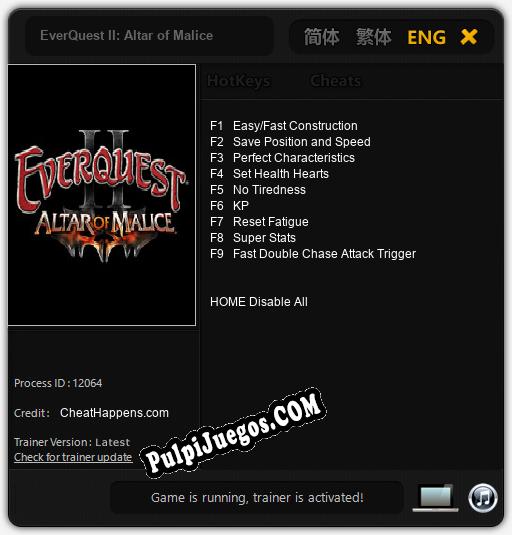 Entrenador liberado a EverQuest II: Altar of Malice [v1.0.3]