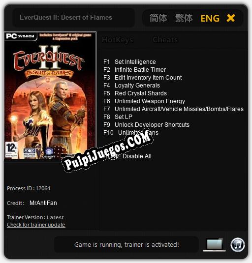 EverQuest II: Desert of Flames: Treinador (V1.0.33)