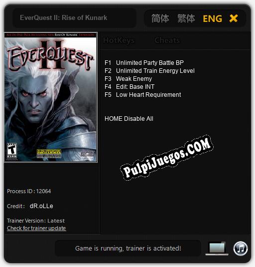 Entrenador liberado a EverQuest II: Rise of Kunark [v1.0.8]