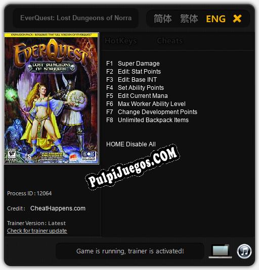 EverQuest: Lost Dungeons of Norrath: Cheats, Trainer +8 [CheatHappens.com]