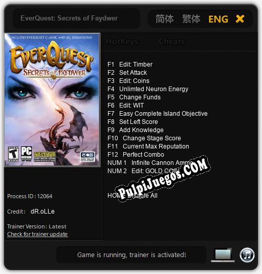 EverQuest: Secrets of Faydwer: Treinador (V1.0.74)