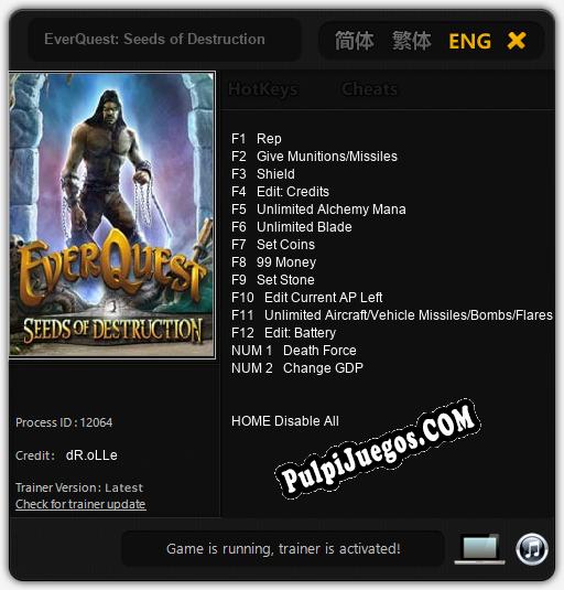 Entrenador liberado a EverQuest: Seeds of Destruction [v1.0.6]