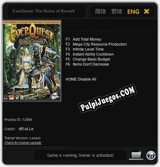 Entrenador liberado a EverQuest: The Ruins of Kunark [v1.0.1]