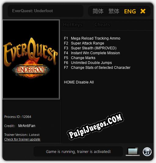 EverQuest: Underfoot: Trainer +7 [v1.1]