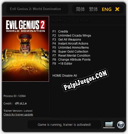 Evil Genius 2: World Domination: Cheats, Trainer +9 [dR.oLLe]