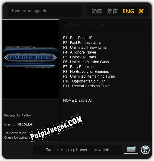 Entrenador liberado a Evochron Legends [v1.0.1]