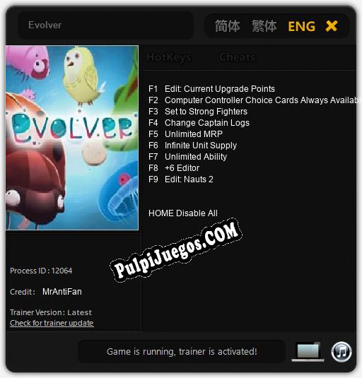 Evolver: Cheats, Trainer +9 [MrAntiFan]