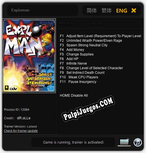 Exploman: Cheats, Trainer +11 [dR.oLLe]