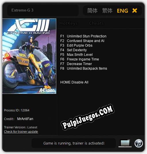 Extreme-G 3: Trainer +8 [v1.5]