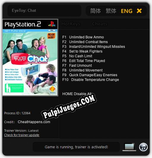 EyeToy: Chat: Cheats, Trainer +10 [CheatHappens.com]